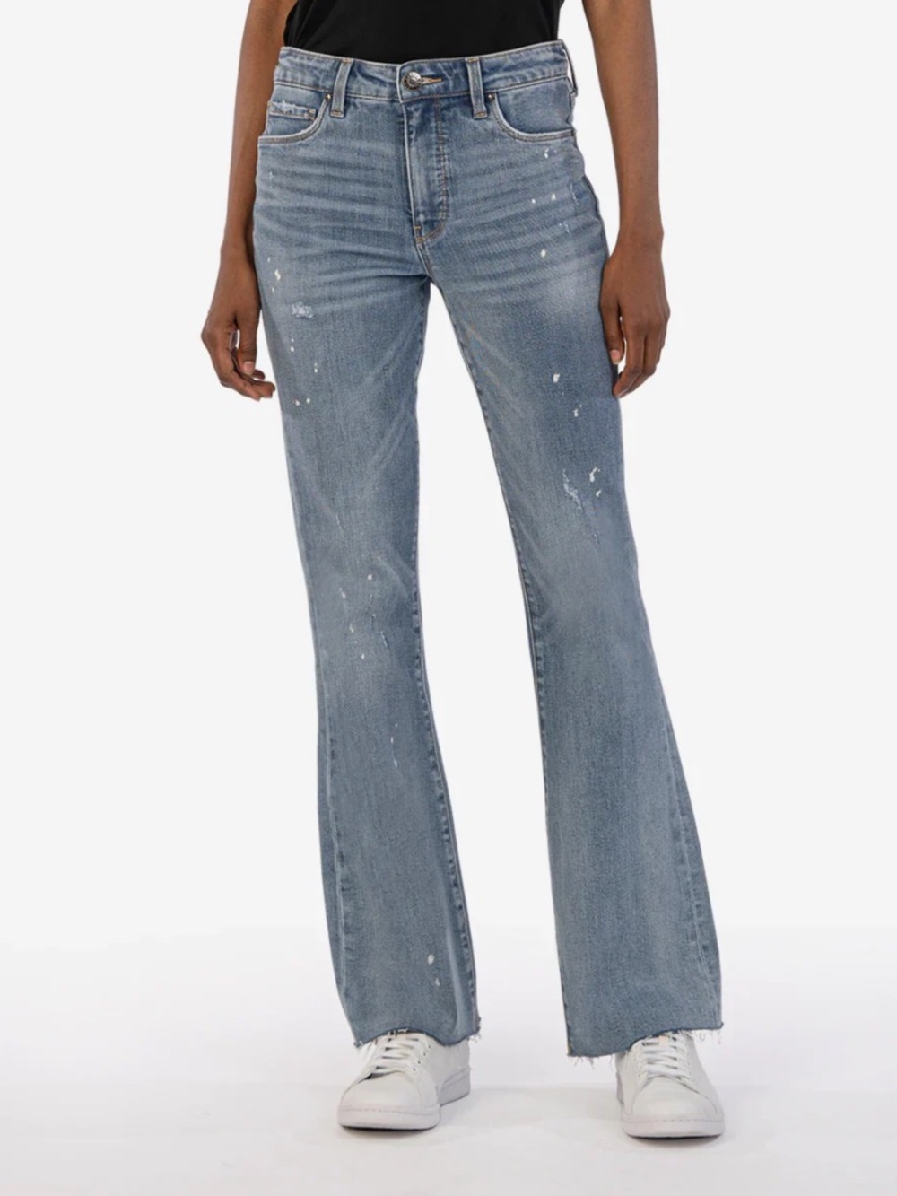 Kut from the Kloth Stella Fab Ab Flare Jeans Size 6 High Rise Raw Hem Distressed